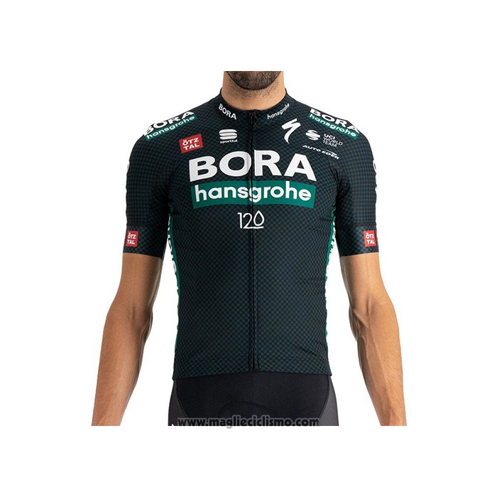 2021 Abbigliamento Ciclismo Bora-Hansgrone Spento Verde Manica Corta e Salopette